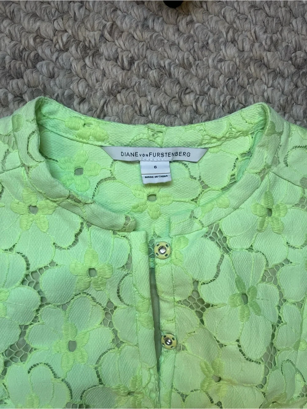 NWOT Diane von Furstenberg Neon Yellow Warner dress- size 6 - Picture 8 of 10